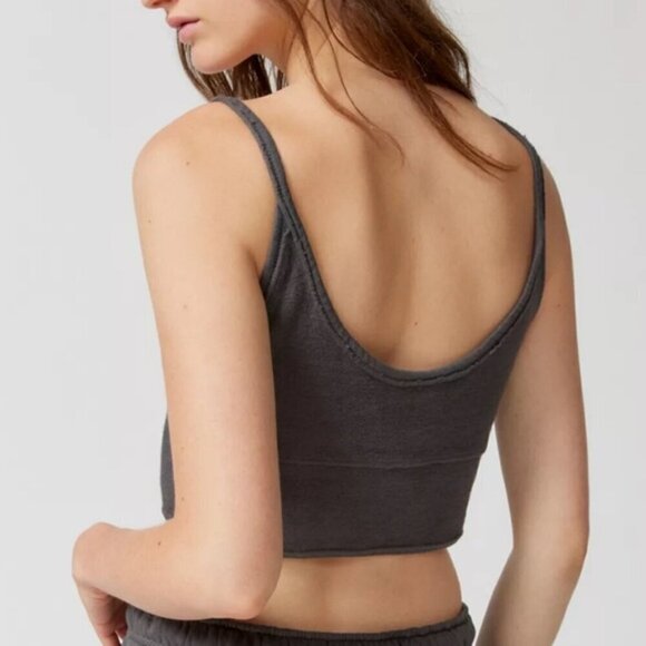 NWT UO Out From Under Jayce Washed Black Lace Up Lounge Tank Top - Picture 3 of 6